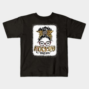 Hockey Mom Messy Bun Shirt  Hockey Mama Leopard Kids T-Shirt